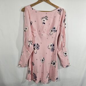 Vintage Floral Pink Long Sleeve Dress